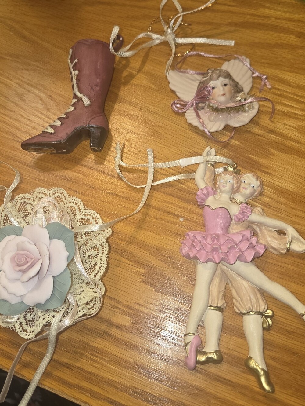 Four Vintage 90 Ceramic Ornaments